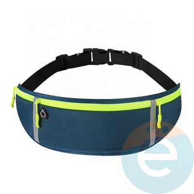 Сумка спортивная на пояс для смартфона на молнии зеленая - фото 38797