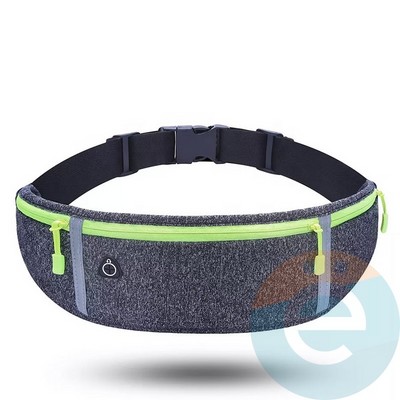 Сумка спортивная на пояс для смартфона на молнии серая - фото 38800