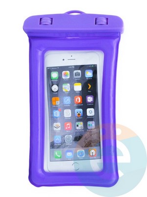 Водонепроницаемый чехол для смартфона цветной со шнурком фиолетовый - фото 38821