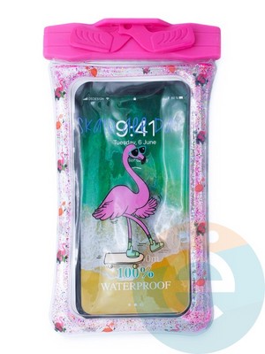 Водонепроницаемый чехол Kids для смартфона с поплавком и шнурком фламинго - фото 38815