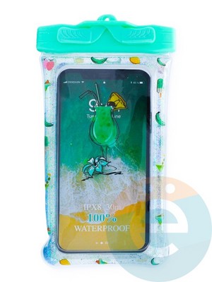 Водонепроницаемый чехол Kids для смартфона с поплавком и шнурком коктейль зеленый - фото 38812