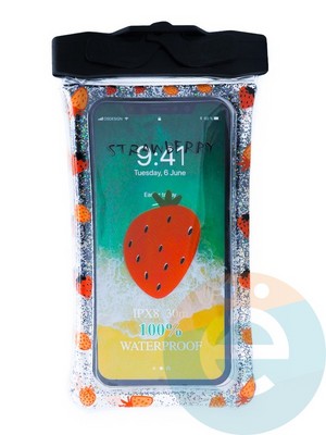 Водонепроницаемый чехол Kids для смартфона с поплавком и шнурком клубничка - фото 38811