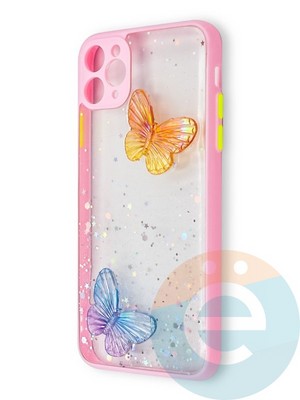 Накладка силиконовая Butterfly для Apple iPhone 11 Pro Max розовая - фото 38933
