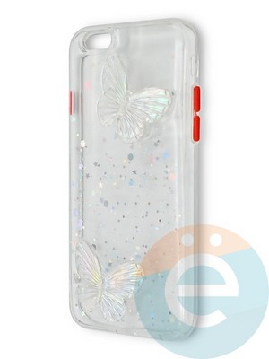 Накладка силиконовая Butterfly для Apple iPhone 6/6S прозрачная - фото 38950