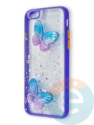 Накладка силиконовая Butterfly для Apple iPhone 6/6S фиолетовая - фото 38952
