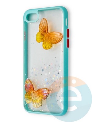 Накладка силиконовая Butterfly для Apple iPhone 7/8 бирюзовая - фото 38955