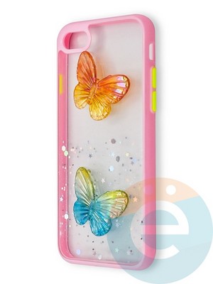 Накладка силиконовая Butterfly для Apple iPhone 7/8 розовая - фото 38957