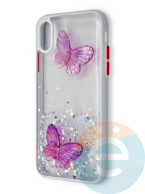 Накладка силиконовая Butterfly для Apple iPhone X/XS белая - фото 38960