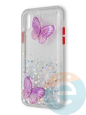 Накладка силиконовая Butterfly для Apple iPhone X/XS прозрачная - фото 38962