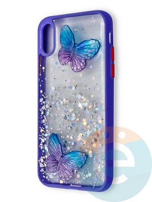 Накладка силиконовая Butterfly для Apple iPhone X/XS фиолетовая - фото 38964