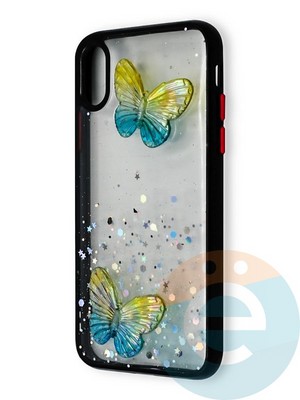 Накладка силиконовая Butterfly для Apple iPhone X/XS черная - фото 38965