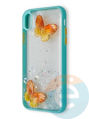Накладка силиконовая Butterfly для Apple iPhone XR бирюзовая - фото 38967