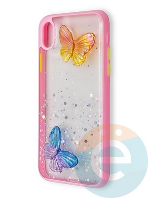 Накладка силиконовая Butterfly для Apple iPhone XR розовая - фото 38969