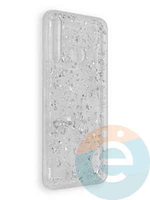 Накладка силиконовая с фольгой для Huawei Honor 9C серебристая - фото 39026