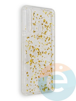 Накладка силиконовая с фольгой для Huawei Y6P золотистая - фото 39033