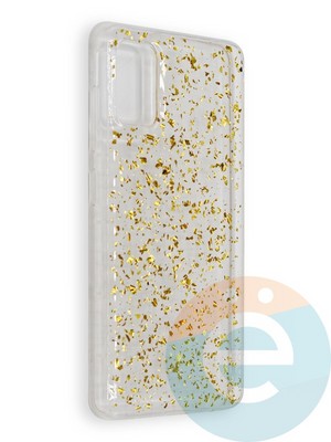 Накладка силиконовая с фольгой для Samsung Galaxy A41 золотистая - фото 39048
