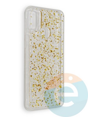 Накладка силиконовая с фольгой для Samsung Galaxy M30S золотистая - фото 39058