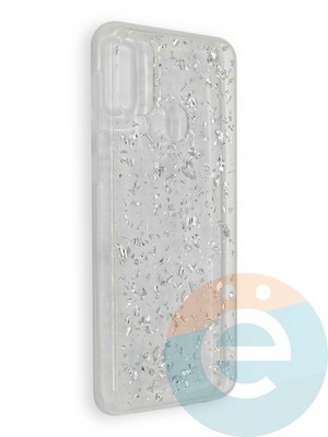 Накладка силиконовая с фольгой для Samsung Galaxy M30S серебристая - фото 39061