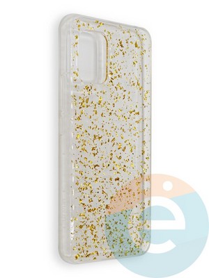 Накладка силиконовая с фольгой для Xiaomi Mi10 Lite золотистая - фото 39063