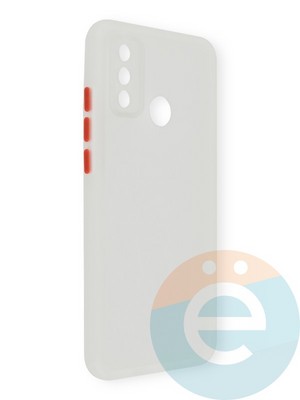Накладка пластиковая с силиконовой окантовкой с защищенной камерой для Huawei P Smart 2020 белая - фото 39087