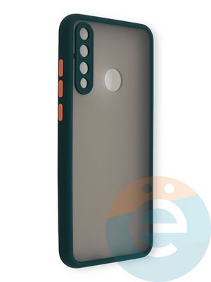 Накладка пластиковая с силиконовой окантовкой с защищенной камерой для Huawei Y6P зеленая - фото 39100