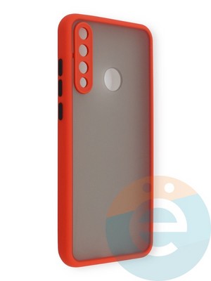 Накладка пластиковая с силиконовой окантовкой с защищенной камерой для Huawei Y6P красная - фото 39101