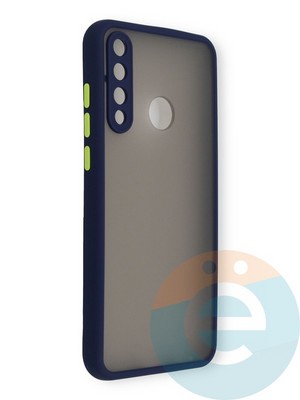 Накладка пластиковая с силиконовой окантовкой с защищенной камерой для Huawei Y6P синяя - фото 39102