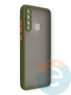 Накладка пластиковая с силиконовой окантовкой с защищенной камерой для Huawei Y6P хаки - фото 39103