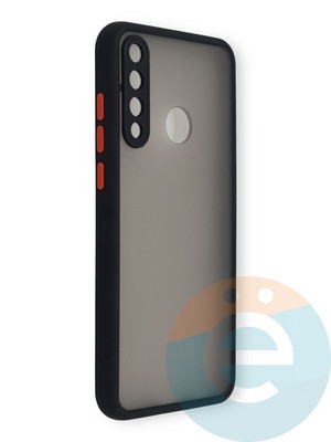 Накладка пластиковая с силиконовой окантовкой с защищенной камерой для Huawei Y6P черная - фото 39104