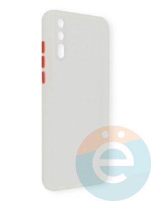 Накладка пластиковая с силиконовой окантовкой с защищенной камерой для Huawei Y8P белая - фото 39105
