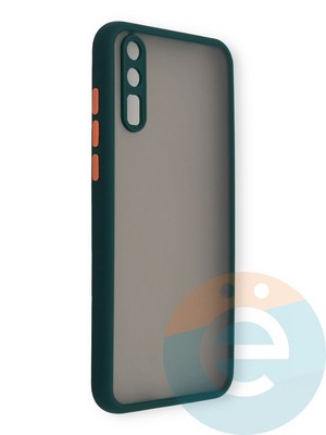 Накладка пластиковая с силиконовой окантовкой с защищенной камерой для Huawei Y8P зеленая - фото 39106