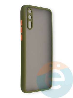 Накладка пластиковая с силиконовой окантовкой с защищенной камерой для Huawei Y8P хаки - фото 39109