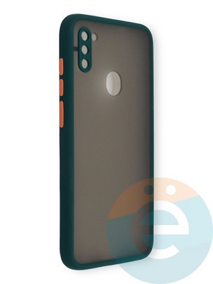 Накладка пластиковая с силиконовой окантовкой с защищенной камерой для Samsung Galaxy A11 зеленая - фото 39111