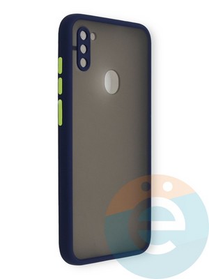 Накладка пластиковая с силиконовой окантовкой с защищенной камерой для Samsung Galaxy A11 синяя - фото 39113