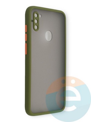 Накладка пластиковая с силиконовой окантовкой с защищенной камерой для Samsung Galaxy A11 хаки - фото 39114