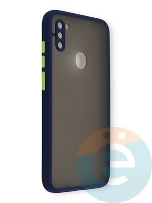 Накладка пластиковая с силиконовой окантовкой с защищенной камерой для Samsung Galaxy M11 синяя - фото 39123