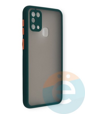 Накладка пластиковая с силиконовой окантовкой с защищенной камерой для Samsung Galaxy M31 зеленая - фото 39126