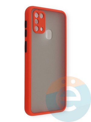 Накладка пластиковая с силиконовой окантовкой с защищенной камерой для Samsung Galaxy M31 красная - фото 39127