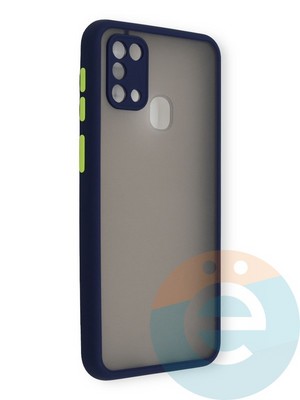 Накладка пластиковая с силиконовой окантовкой с защищенной камерой для Samsung Galaxy M31 синяя - фото 39128
