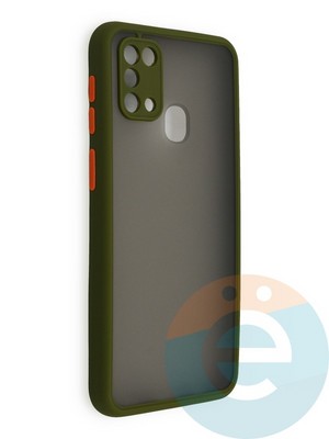 Накладка пластиковая с силиконовой окантовкой с защищенной камерой для Samsung Galaxy M31 хаки - фото 39129
