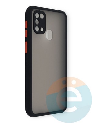 Накладка пластиковая с силиконовой окантовкой с защищенной камерой для Samsung Galaxy M31 черная - фото 39130