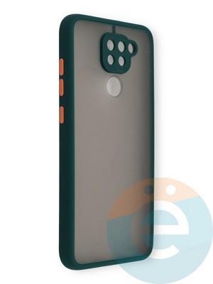 Накладка пластиковая с силиконовой окантовкой с защищенной камерой для Xiaomi Redmi Note 9 зеленая - фото 39140