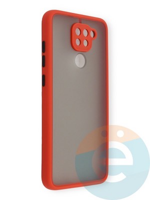 Накладка пластиковая с силиконовой окантовкой с защищенной камерой для Xiaomi Redmi Note 9 красная - фото 39141