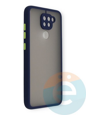 Накладка пластиковая с силиконовой окантовкой с защищенной камерой для Xiaomi Redmi Note 9 синяя - фото 39142