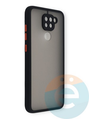 Накладка пластиковая с силиконовой окантовкой с защищенной камерой для Xiaomi Redmi Note 9 черная - фото 39144