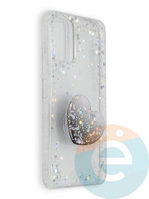 Накладка силиконовая с Поп Сокетом для Huawei Honor 30 белая - фото 39610