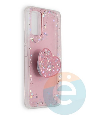 Накладка силиконовая с Поп Сокетом для Huawei Honor 30 пудровая - фото 39612