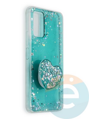 Накладка силиконовая с Поп Сокетом для Huawei Honor 30S бирюзовая - фото 39616