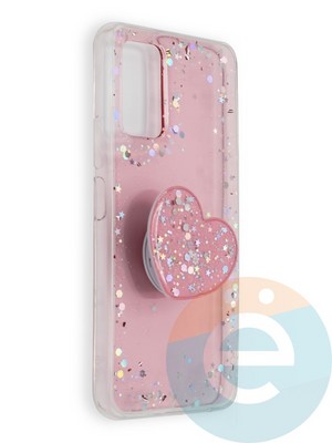 Накладка силиконовая с Поп Сокетом для Huawei Honor 30S пудровая - фото 39617