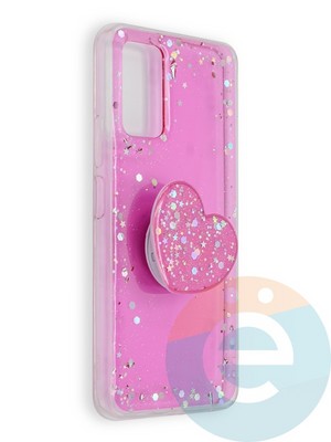 Накладка силиконовая с Поп Сокетом для Huawei Honor 30S розовая - фото 39618